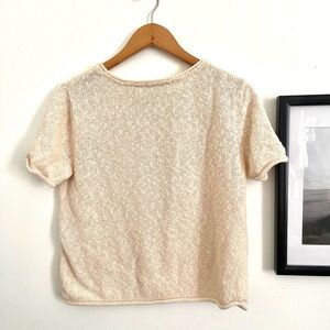 Liz Claiborne Cream Beige Short-Sleeve Knit Top